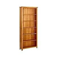 vidaxl bibliothèque à 6 etagères rangement armoire livres bois de chêne massif