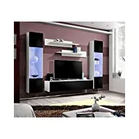 asm banc tv avec led - 5 éléments - noir et blanc