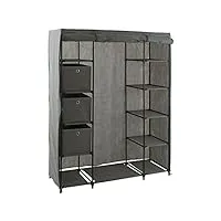 5 five simply smart armoire penderie 3 boîtes tissu gris anthracite