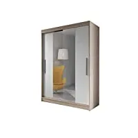 meublo armoire, penderie avec 2 portes coulissantes (l x h x p): 150x200x61 lara 01 (sonoma + blanc)