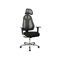 topstar free art chrom fauteuil de bureau pivotant recouvert de tissu noir avec accoudoirs et appuie-tête réglables en hauteur 61 x 65 x 143 cm, tissu, noir/anthracite, 61 x 65 x 143 cm