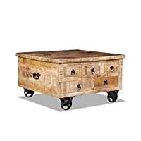 vidaxl table basse table d'appoint table de chevet canapé salon salle de séjour maison intérieur 70x70x40 cm bois de manguier brut