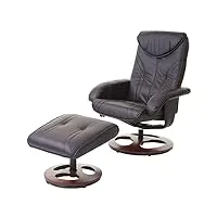 mendler fauteuil de relaxation hwc-c46, fauteuil de télévision avec tabouret, similicuir - marron
