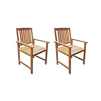 festnight 2pcs chaise de jardin chaises de salle à manger en acacia massif marron