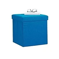 relaxdays chaise pliante ottoman, repose-pieds pouf boîte cube, couvercle amovible, tissu, bleu, 38 x 38 x 38 cm