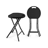 rfiver chaise pliant léger en métal et plastique tabouret pliable capacité de 136kg salon ou bureau lot de deux noir ch1001