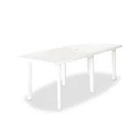 vidaxl table de jardin table de salle à manger dîner repas table de patio camping terrasse arrière-cour extérieur blanc 210x96x72 cm plastique