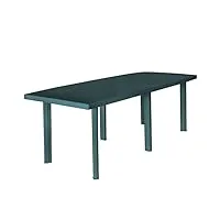 vidaxl table de jardin table de salle à manger dîner repas table de patio camping terrasse arrière-cour extérieur vert 210x96x72 cm plastique
