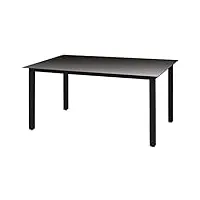 vidaxl table de jardin table de patio table de terrasse table de salle à manger arrière-cour extérieur noir 150x90x74 cm aluminium et verre
