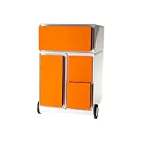 paperflow caisson de bureau à roulettes - avec 4 tiroirs orange - dimensions (h x l x p) : 642 x 390 x 436 mm