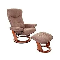 robas lund mca fauteuil relax hamilton, fauteuil de télévision + tabouret, tissu, charge max. 130kg - marron antique miel