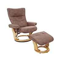 robas lund mca fauteuil relax montreal, fauteuil télévision + tabouret, tissu, charge max. 130kg - marron antique nature