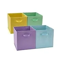 ezoware lot de 4 cubes de rangement, paniers de rangement carrés pliables, pour jouets, vêtements, chambre d'enfant - (33 x 37 x 33 cm) couleur assortie