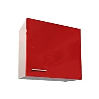 berlioz creations prima pg6hpr meuble haut de cuisine, 1 porte décors rouge brillant 60 x 33,3 x 55,4 cm, fabrication 100% française