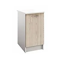 berlioz creations prima pg4bpf meuble bas de cuisine avec plan de travail , 1 porte décors frêne structuré 40 x 60 x 85 cm, fabrication 100% française