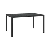 vidaxl table de jardin table de patio table de terrasse table de salle à manger arrière-cour extérieur noir 150x90x74 cm aluminium et wpc