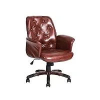 homy casa fauteuil de bureau 64 x 61,5 x 90–98 cm chaise de bureau, rétro vintage campagne american marron simili cuir pu brillant en métal hauteur réglable rouletes rotatif salle de bureau