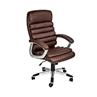 tectake® chaise de bureau fauteuil de bureau fauteuil pivotant design, siege ergonomique, fauteuil avec accoudoirs, rembourrage très épais, roulette, hauteur réglable teletravail - marron