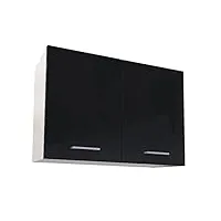 berlioz creations prima pg8hpn meuble haut de cuisine, 2 portes décors noir brillant 80 x 33,3 x 55,4 cm, fabrication 100% française