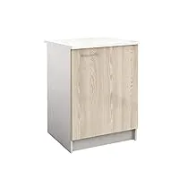 berlioz creations prima pg6bpf meuble bas de cuisine avec plan de travail , 1 porte décors frêne 60 x 60 x 85 cm, fabrication 100% française