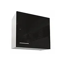 berlioz creations prima pg6hpn meuble haut de cuisine, 1 porte décors noir brillant 60 x 33,3 x 55,4 cm, fabrication 100% française