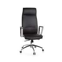 finebuy chaise de bureau design cuir véritable noir fauteuil bureau ergonomique | chaise pivotante confortable avec accoudoir | siege pc 120 kg