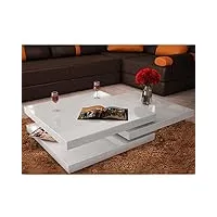 lingjiushopping table basse à 3 étages blanc laqué forme : carrée couleur : blanc laqué
