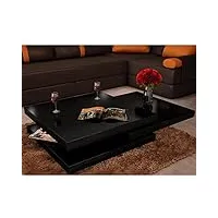 lingjiushopping table basse noir laque et carree pivotante 3 plateaux forme: carre couleur: noir laque