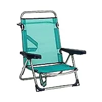 alco chaise de plage en aluminium multiposition avec poignée et pied arrière pliable couleur verte 79,5 x 59,5 x 56 cm, métal