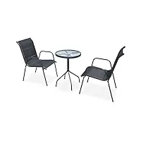 vidaxl ensemble de bistro 3 pcs salon de jardin table et chaises de salle à manger mobilier à dîner de patio mobilier de jardin extérieur acier noir