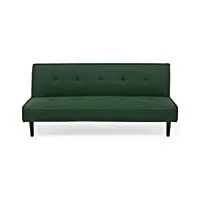 canapé lit clic clac 3 places en tissu vert foncé pour salon au style scandinave beliani