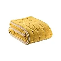 vivaraise – chemin de lit elise – 90x240 cm – couvre lit 100% coton – garnissage polyester moelleux – tissu doux et chaud – couette matelassée réversible - bicolore beige/jaune maïs