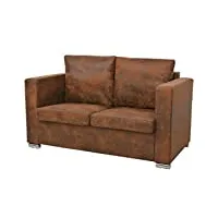 vidaxl canapé à 2 places sofa de salon canapé de salle de séjour meuble de salon maison intérieur 137x73x82 cm cuir daim artificiel