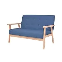 vidaxl canapé à 2 places sofa de salon canapé de salle de séjour sofa de chambre bureau meuble de salon maison intérieur tissu bleu