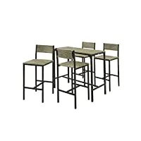 sobuy® ogt14-n set de 1 table + 4 chaises ensemble table de bar + 4 tabourets de bar avec repose-pieds table mange-debout table haute cuisine