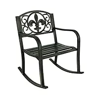 sunnydaze fauteuil à bascule pour terrasse et véranda en fonte de métal durable motif fleur de lis