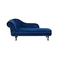 chaise longue côté gauche méridienne en velours bleu glamour elégant salon nimes