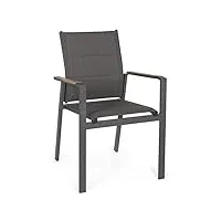 bizzotto fauteuil aluminium kubik anthracite (catégorie : fauteuil de jardin)