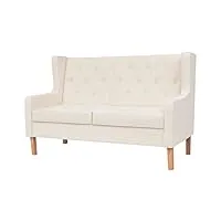 vidaxl canapé à 2 places sofa de salon canapé de salle de séjour meuble de salon sofa de salle de séjour maison intérieur tissu blanc crème