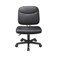 yaheetech fauteuil de bureau sans accoudoir chaise bureau à roulettes pivotantes siège ultra-large hauteur réglable similicuir noir charge 120kg