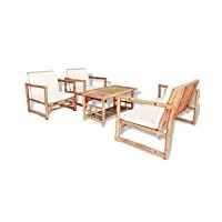 festnight 12pcs salon de jardin en bois de bambou 1 table basse + 1 banc + 2 chaise