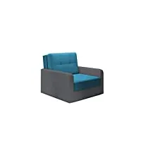 meublo fauteuil lit convertible 1 place tissu velours et simili cuir canapé erik01 (shaggy 20 + soft 29)