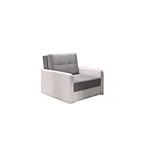 meublo fauteuil lit convertible 1 place tissu et simili cuir canapé erik01 (bahama 31 + soft 17)