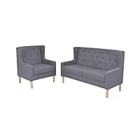 vidaxl ensemble de canapé 2 pcs canapé de salle de séjour sofa de salon meuble de salon sofa de salle de séjour maison intérieur tissu gris
