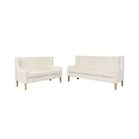 vidaxl ensemble de canapé 2 pcs sofa de salon canapé de salle de séjour meuble de salon sofa de salle de séjour intérieur maison tissu blanc crème