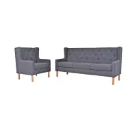 vidaxl ensemble de canapé 2 pcs sofa de salon canapé de salle de séjour meuble de salon sofa de salle de séjour maison intérieur tissu gris