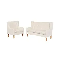 vidaxl ensemble de canapé 2 pcs canapé de salle de séjour sofa de salon meuble de salon sofa de salle de séjour maison intérieur tissu blanc crème