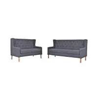 vidaxl ensemble de canapé 2 pcs sofa de salon canapé de salle de séjour meuble de salon sofa de salle de séjour intérieur maison tissu gris