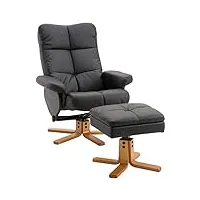 homcom fauteuil relax avec tabouret en bois noir 80 x 86 x 99 cm
