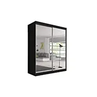 meublo armoire, penderie avec 2 portes coulissantes (l x h x p): 183x218x61 ben 20 (noir)